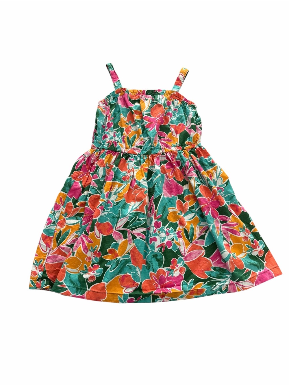 Carter's Tropical Floral Sundress in Green, Pink, Orange, Yellow